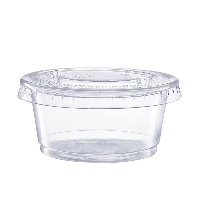 5.5 oz. Plastic Disposable Portion Cups With Lids - Souffle Cups
