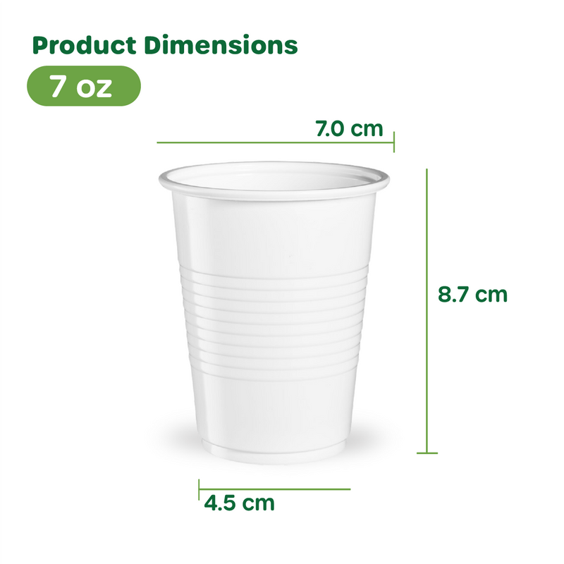 7 oz. White Disposable Plastic Cups - Cold Party Drinking Cups
