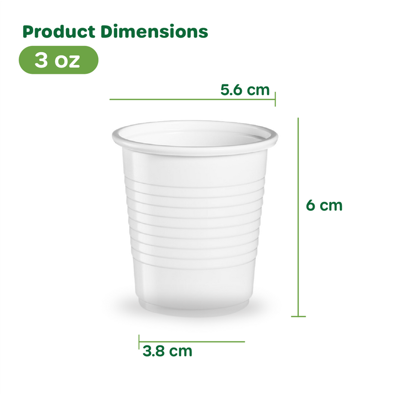 3 oz. White Plastic Cups, Small Disposable Bathroom, Mouthwash Polypropylene Cups