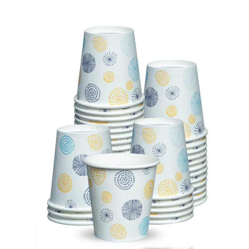 GUSTO 3 oz. Small Paper Cups, Disposable Mini Bathroom Mouthwash Cups - Floral