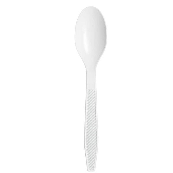 [500 Pack] Extra Heavyweight Disposable White Plastic Soup Spoons - Comfy Package