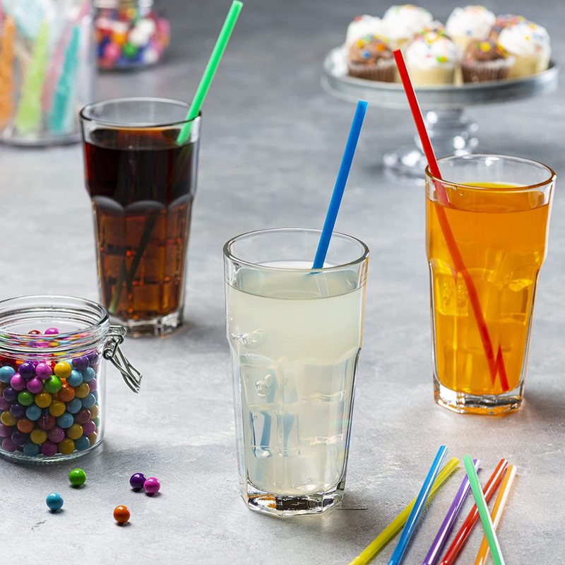 Long Disposable Plastic Drinking Straws - 10.02" High - Assorted Colors