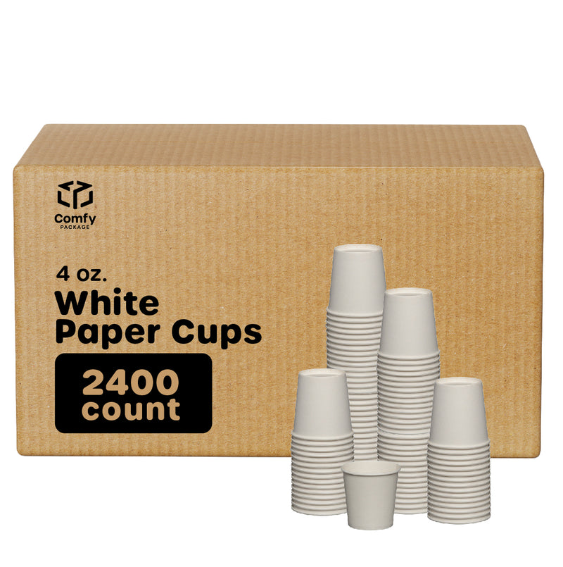 4 oz. White Paper Cups, Small Disposable Bathroom, Espresso, Mouthwash Cups