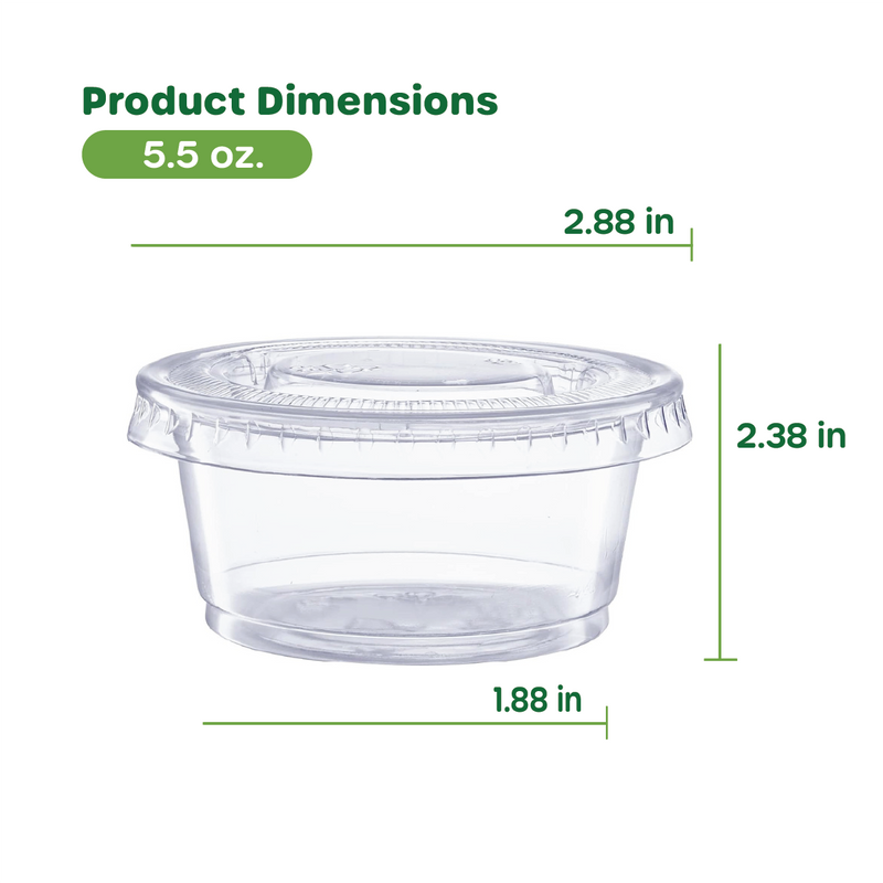 5.5 oz. Plastic Disposable Portion Cups With Lids - Souffle Cups