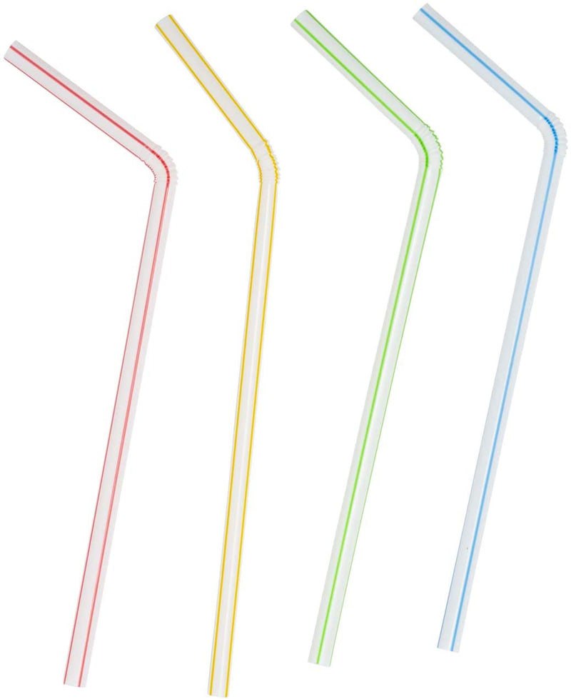 Case of Comfy Package Striped Flexible Drinking Straws