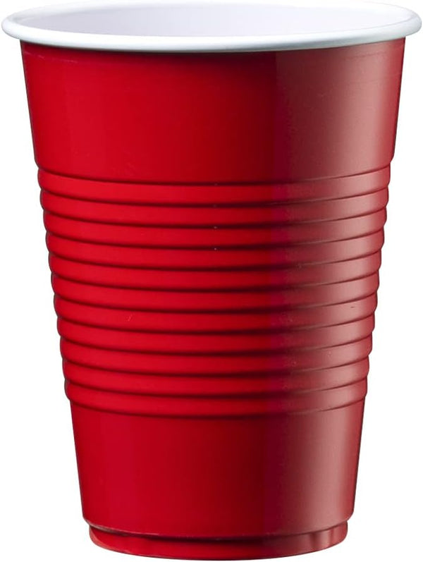 [Case of] Disposable Party Plastic Cups 9 oz. Red Drinking Cups