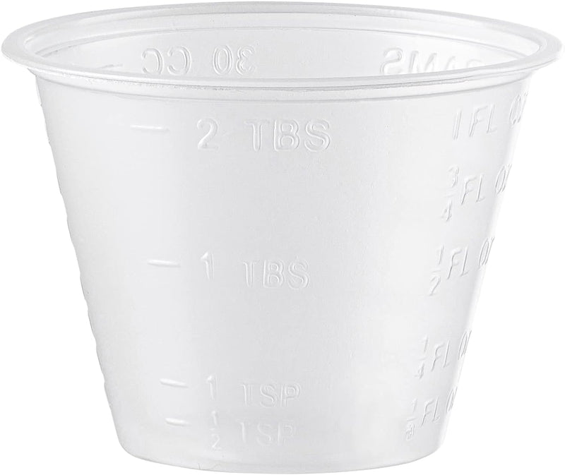 [Case of] 1 oz. Plastic Disposable Medicine Measuring Cup for Liquid Medicine, Epoxy, & Pills