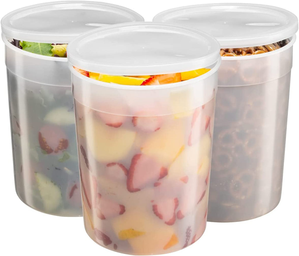 Comfy Package 20 Sets 86 oz Plastic Food Storage Deli Containers with Lids Ice Cream Bucket & Soup Pail, White