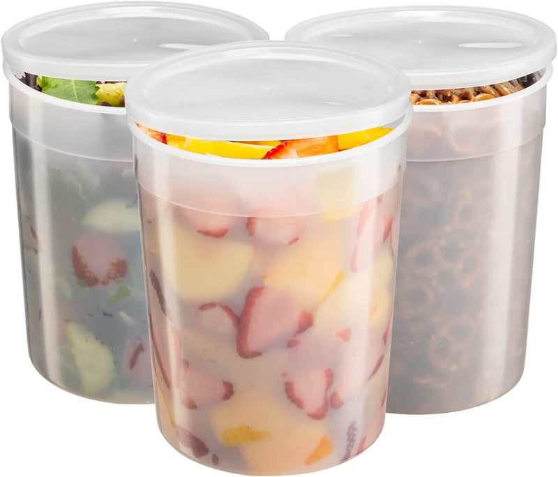 128 oz. Plastic Food Storage Deli Containers With Lids, Ice Cream Bucket & Soup Pail