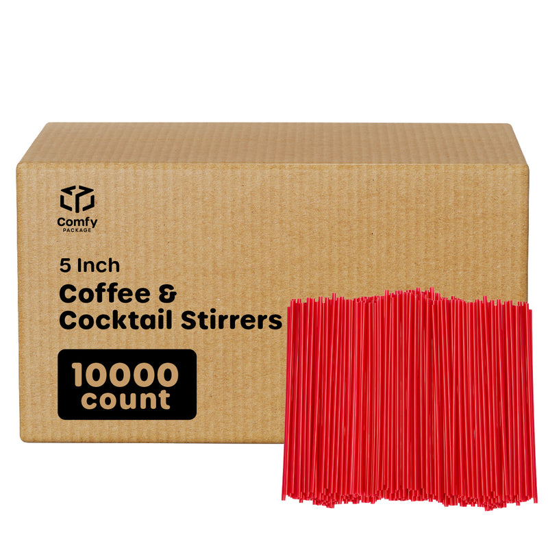 [Case of 10,000] Red 5 Inch Plastic Sip Stirrers