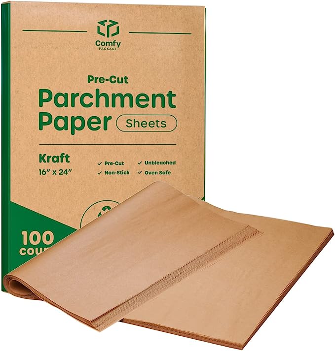 [16 x 24 Inch] Precut Baking Parchment Paper Sheets Unbleached Non-Stick Sheets for Baking & Cooking - Kraft…