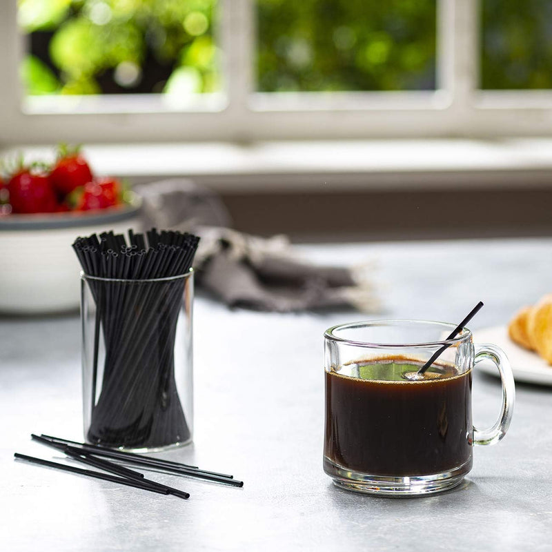 [Case of 24,000] 5 Inch Coffee & Cocktail Stirrers/Straws Disposable Plastic Sip Stir Sticks - Black…