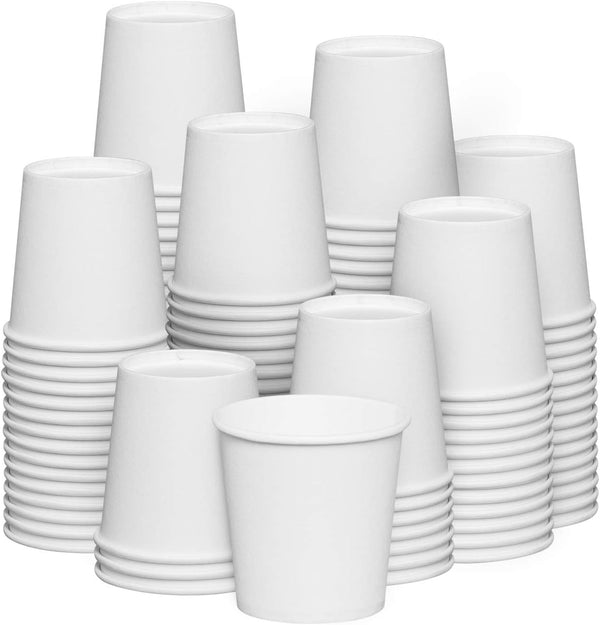 [Case of 2400 Count] 4 oz. White Paper Cups Small Disposable Bathroom, Espresso, Mouthwash Cups