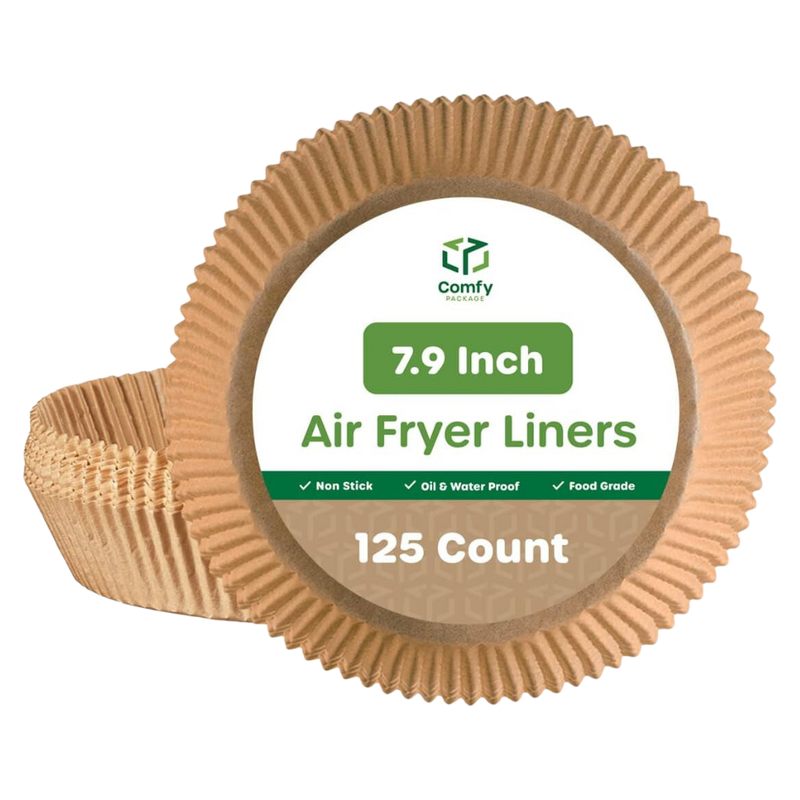 [Case of 2500] 7.9 Inch Disposable Round Air Fryer Liners, Non-Stick Parchment Paper Liners, Waterproof, Oil Resistance - Kraft