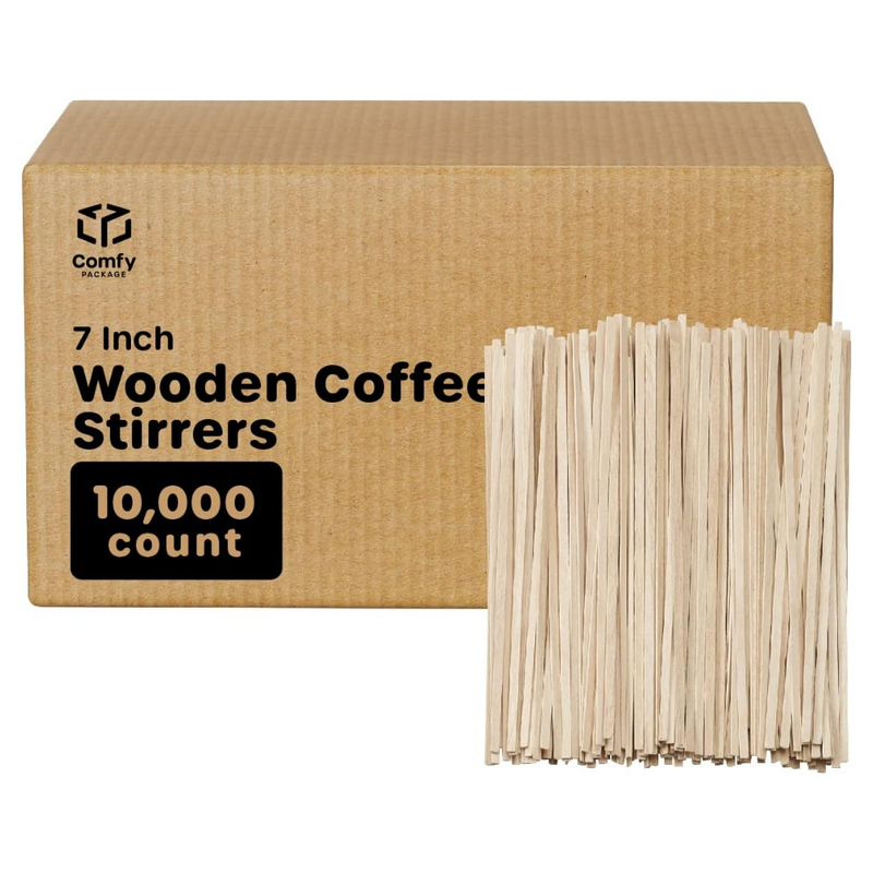[Case of 10,000] 7.5 Inch Wooden Coffee Stirrers - Wood Stir Sticks