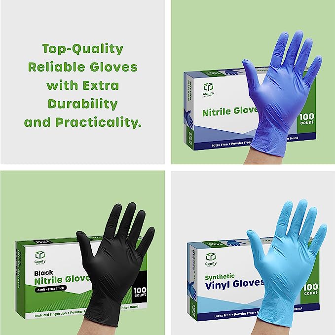 [Case of 1000] Clear Powder Free Vinyl Disposable Plastic Gloves - Large