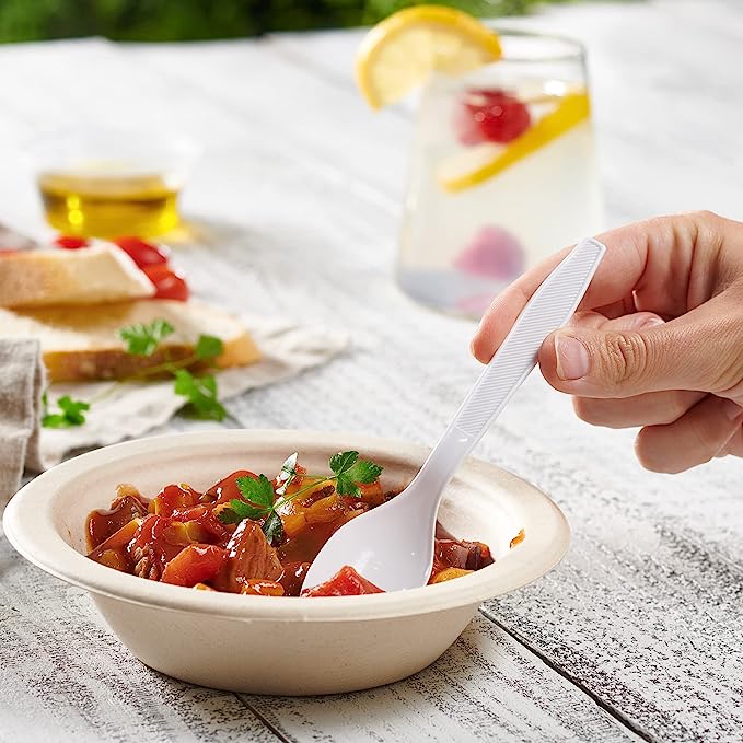 [Case of 3000] Extra Heavyweight Disposable White Plastic Tea Spoons