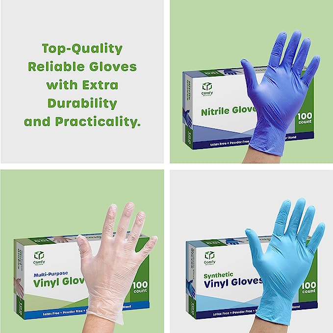 Black Nitrile Disposable Gloves 6 Mil. Extra Strength Latex & Powder Free, Textured Fingertips Gloves - Medium