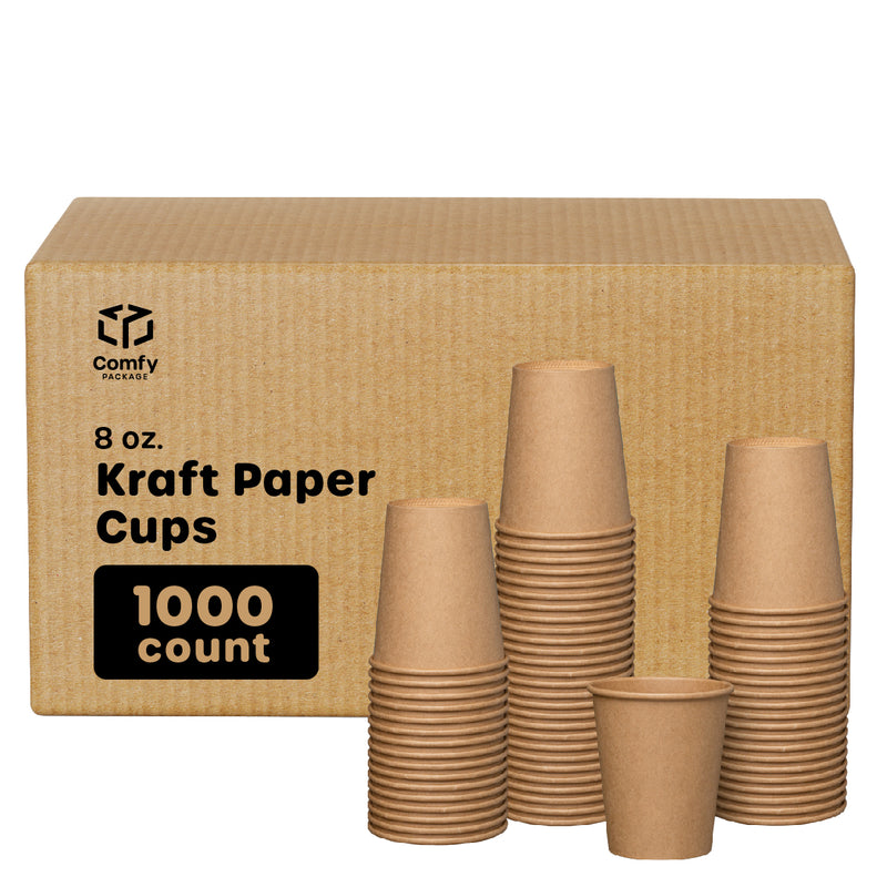 GUSTO [8 oz.] Kraft Paper Hot Coffee Cups- Unbleached