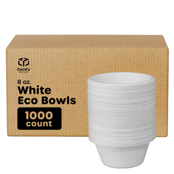[Case of 1000] 100% Compostable 8 oz. Heavy-Duty Bowls Eco-Friendly Disposable Sugarcane Paper Bowls…