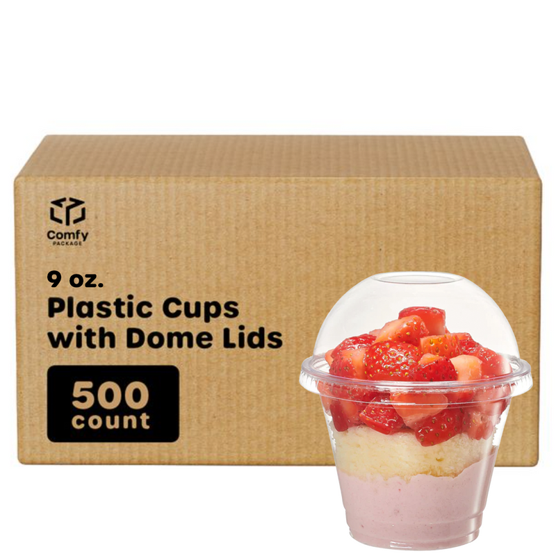 [Case of 500] 9 oz. Clear Plastic Cups With No Hole Dome Lids…