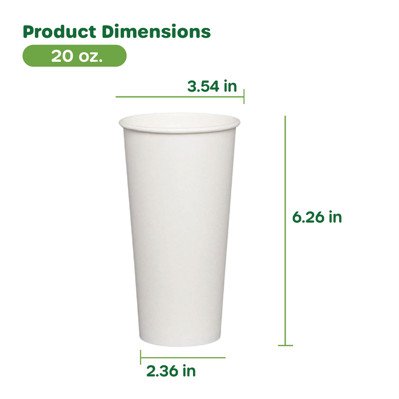 [Case of 600] 20 oz. White Paper Hot Cups Coffee & Tea Cups