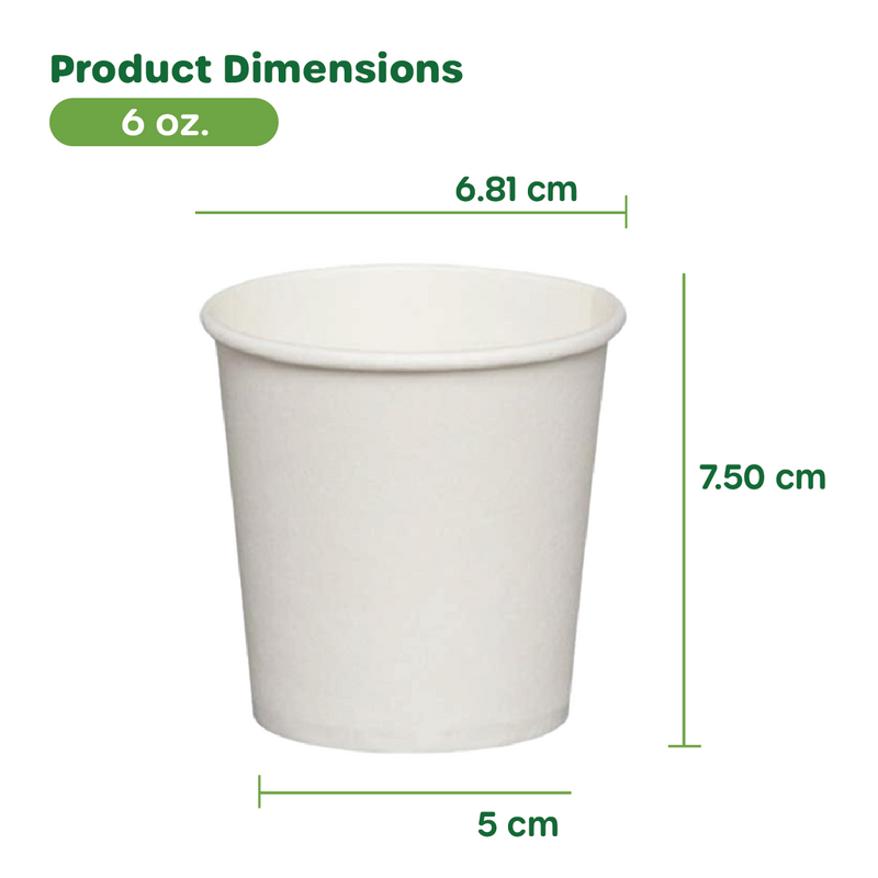 6 oz. White Paper Hot Coffee Cups