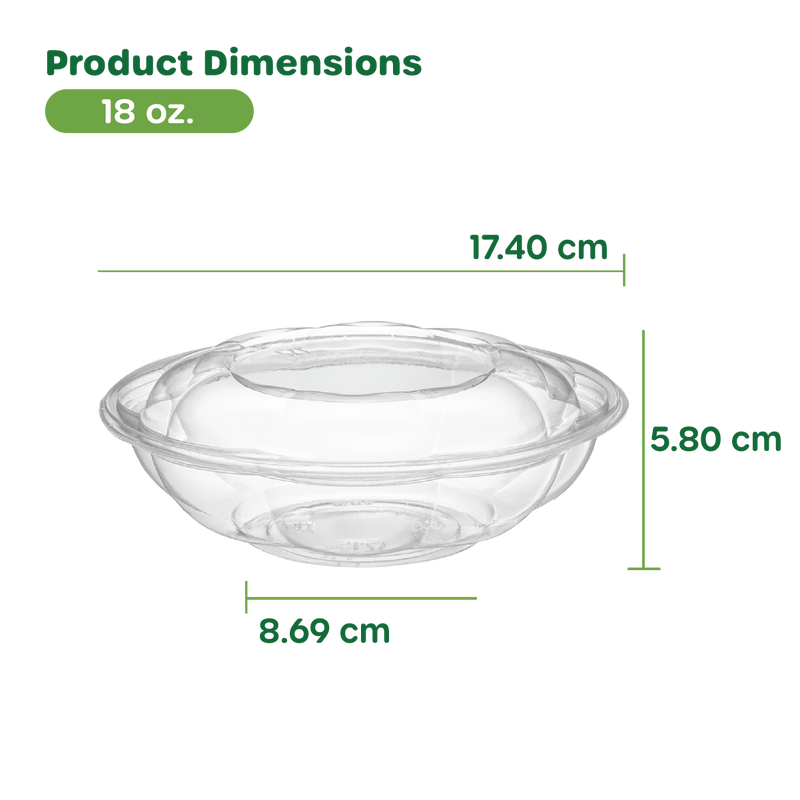 [Case of 150] 18 oz. Plastic Salad Bowls To Go With Airtight Lids