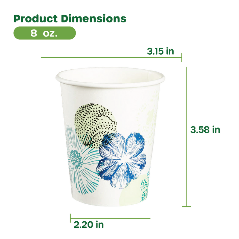 Comfy Package 8 oz. All Purpose Everyday Disposable Floral Design Paper Drinking Cups