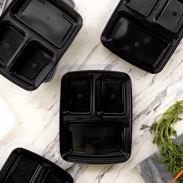 Black Bento Box 3 Compartment with Lid