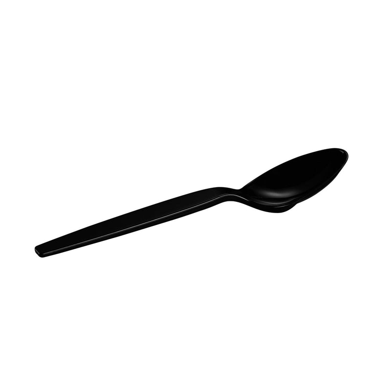 [Case of 1800] Heavy Duty Disposable Basic Plastic Spoons - Black Teaspoons
