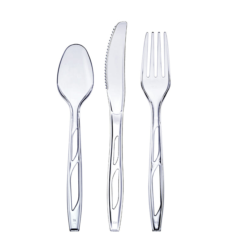 [Case of 576] Combo Pack Premium Heavyweight Disposable Clear Plastic Silverware - Cutlery