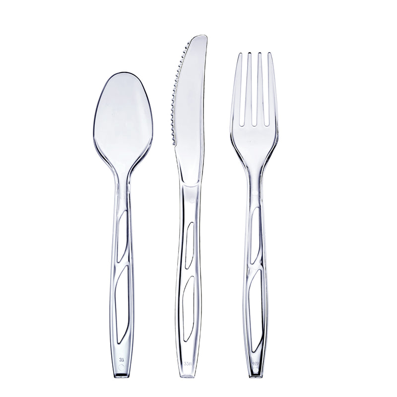 Combo Pack Premium Heavyweight Disposable Clear Plastic Silverware - Cutlery