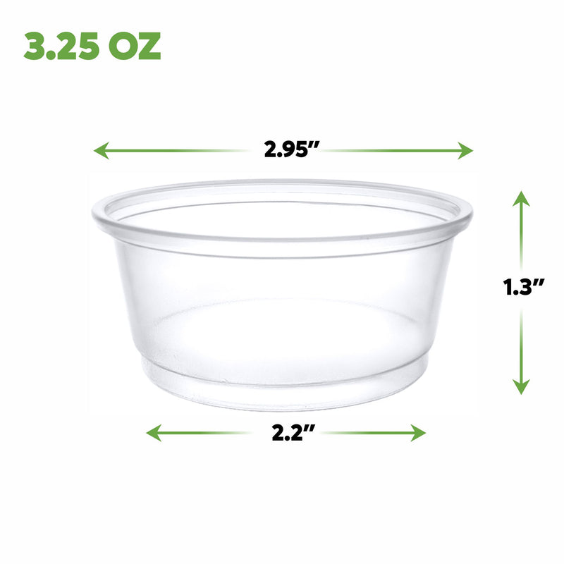 [250 Count - 3.25 oz.] Plastic Disposable Portion Cups (No Lids) Souffle Cups…