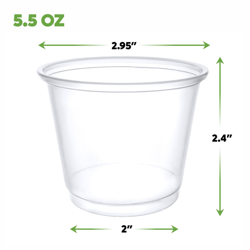 [250 Count - 5.5 oz.] Plastic Disposable Portion Cups (No Lids) Souffle Cups…