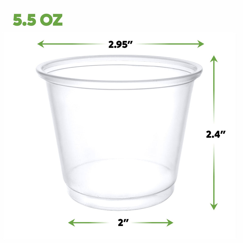 [Case of 2,500 5.5 oz. Plastic Disposable Portion Cups (No Lids) Souffle Cups