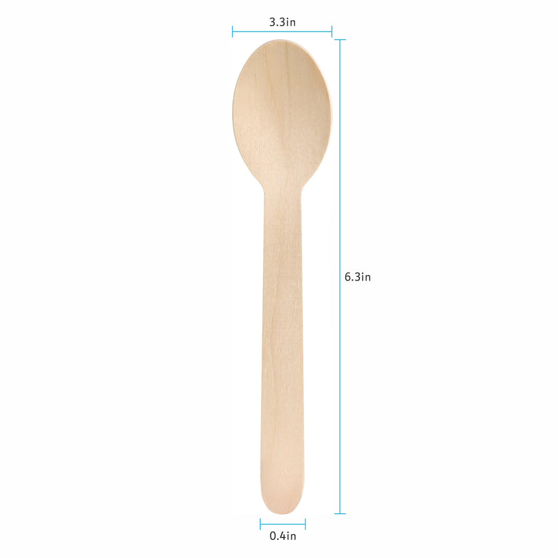 [Case of 1200] Disposable Wooden Spoons, Splinter-free Biodegradable, Eco-friendly Utensils for Outdoors, Parties, and events
