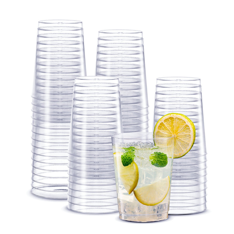 [Case of 600] Clear Hard Plastic Cups / Tumblers 10 oz. Small Disposable Party Cocktail Glasses