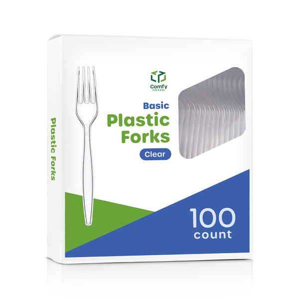 Heavyweight Disposable Basic Plastic Forks - Clear