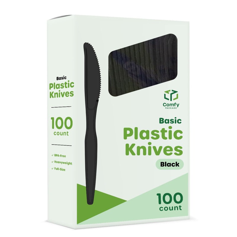 Heavy Duty Disposable Basic Plastic Knives - Black