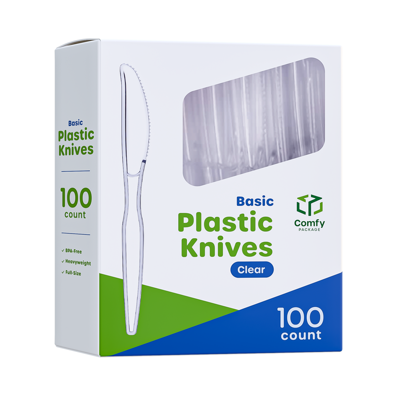 Heavyweight Disposable Basic Plastic Knives - Clear