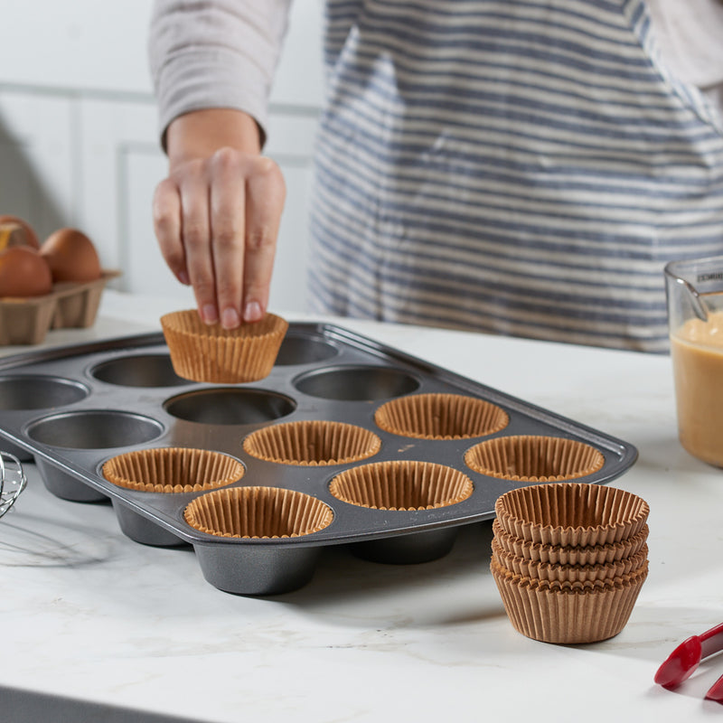 Standard Size Kraft Cupcake Liners, Food Grade & Grease-Proof, Baking Cups