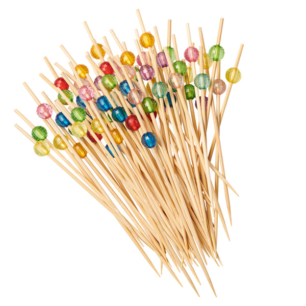 GUSTO [200 Count] Cocktail Picks & Food Toothpicks - 4.7 Inch Wooden Pick Skewers for Drinks & Appetizers - Fancy Assorted Colored Pearl Picks…