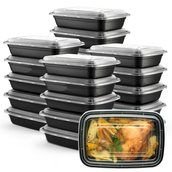 28 oz - 1 Compartment Reusable Meal Prep Containers - Microwaveable, Dishwasher and Freezer Safe, BPA-Free, Bento Boxes and Convenience Food Storage with Lids, Stackable