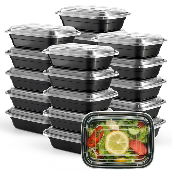 12 oz - 1 Compartment Reusable Meal Prep Containers - Microwaveable, Dishwasher and Freezer Safe, BPA-Free, Portion Control and Convenience Food Storage with Lids, Stackable