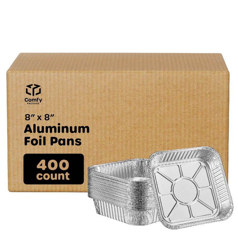 [Case of] 8x8 Square Foil Pans - Disposable Food Containers Perfect for Baking, Cooking, Heating, Storing, Broiling, Preparing Food (Without Lids)