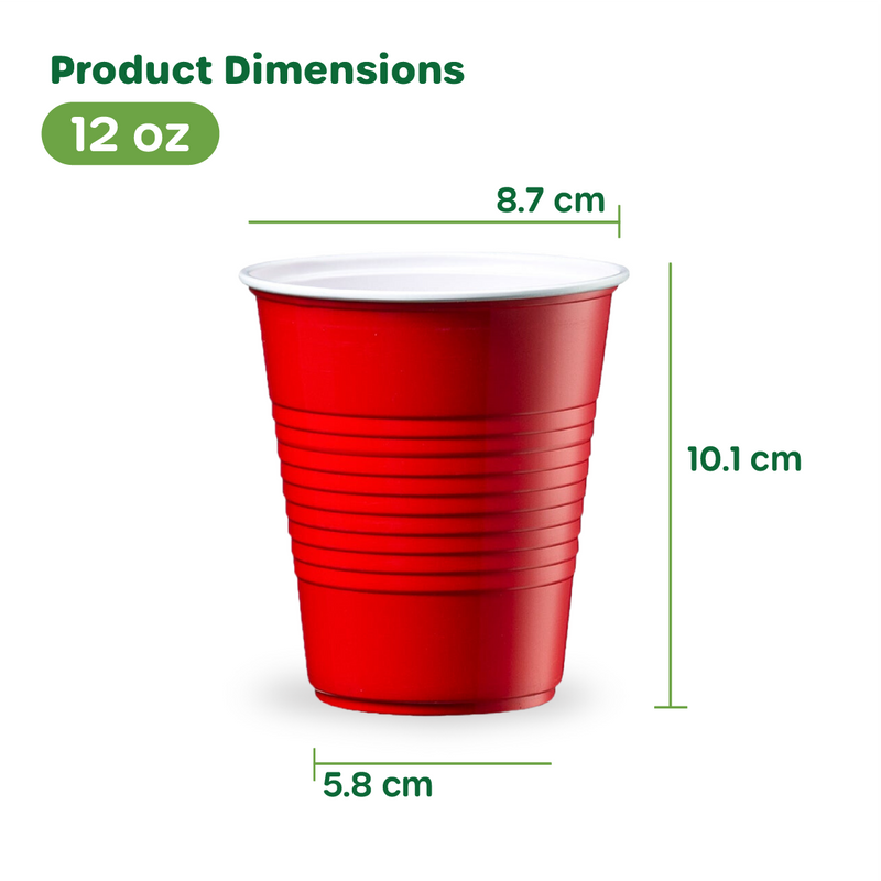 [Case of ] Disposable Party Plastic Cups 12 oz. Red Drinking Cups