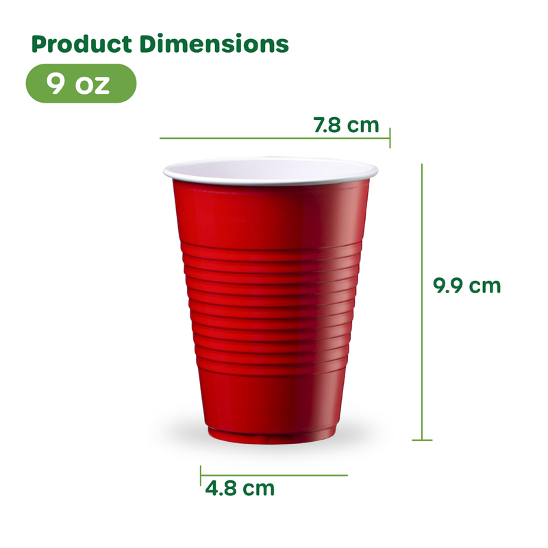 [Case of] Disposable Party Plastic Cups 9 oz. Red Drinking Cups