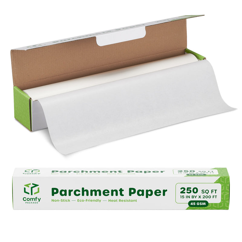 Baking Parchment Paper 15 in x 200 ft, [250 Sq. Ft,] Non-Stick Parchment Paper Roll for Baking & Cooking - White