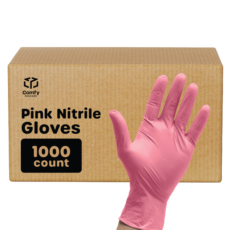[Case of 1000] Pink Nitrile Disposable Gloves - Latex Free and Rubber Free | Non-Sterile Powder Free Gloves - Small